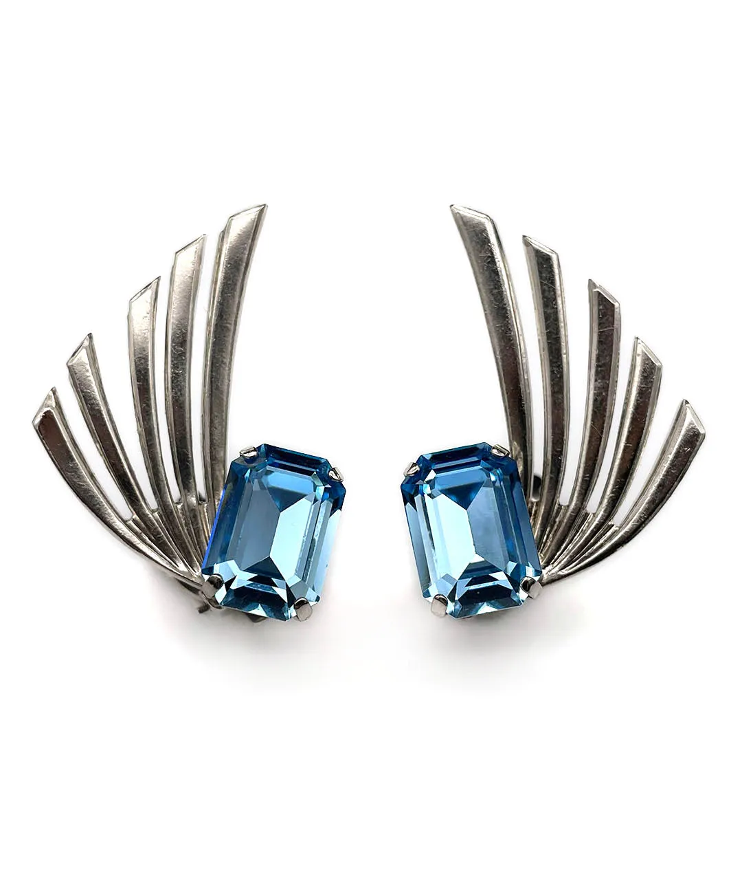 【ドイツ買付】ヴィンテージ SEIBOTH アクアブルー ウィング イヤリング/Vintage SEIBOTH Blue Wing Clip On Earrings