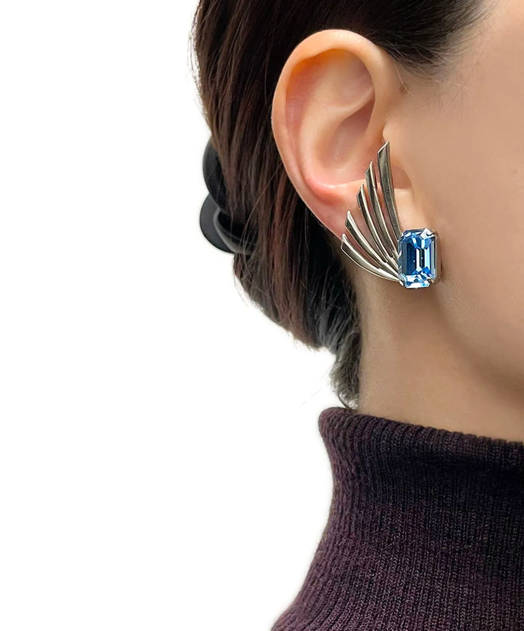 【ドイツ買付】ヴィンテージ SEIBOTH アクアブルー ウィング イヤリング/Vintage SEIBOTH Blue Wing Clip On Earrings