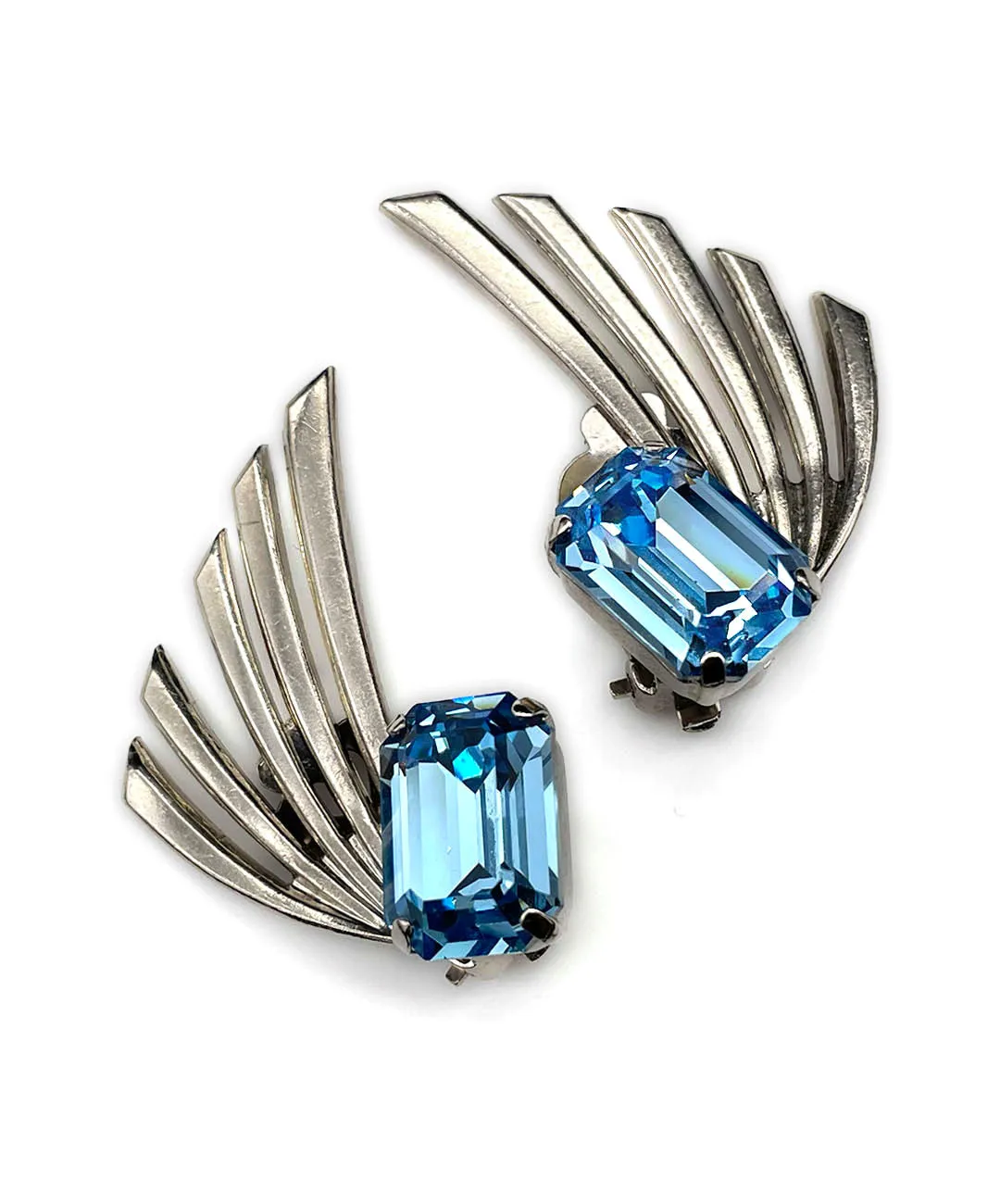 【ドイツ買付】ヴィンテージ SEIBOTH アクアブルー ウィング イヤリング/Vintage SEIBOTH Blue Wing Clip On Earrings