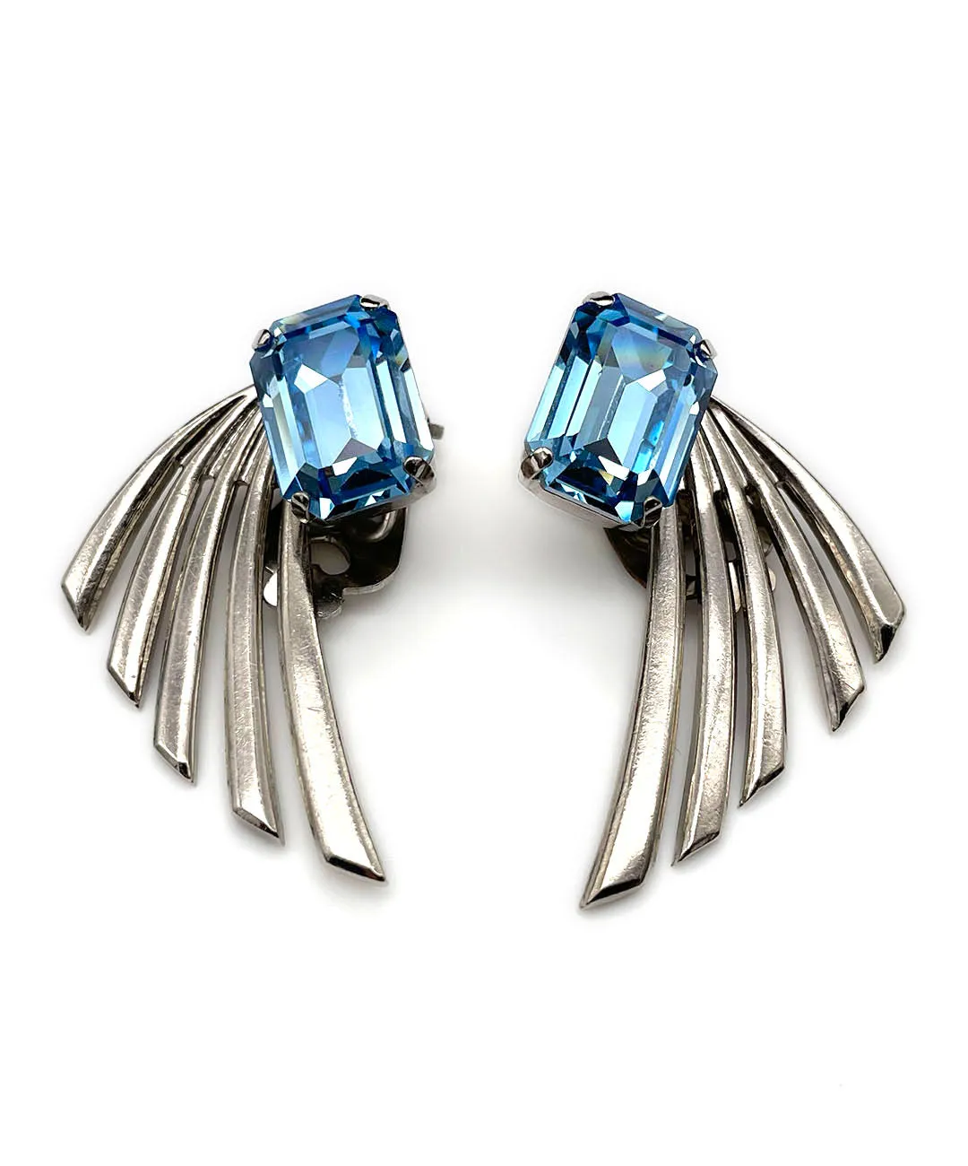 【ドイツ買付】ヴィンテージ SEIBOTH アクアブルー ウィング イヤリング/Vintage SEIBOTH Blue Wing Clip On Earrings