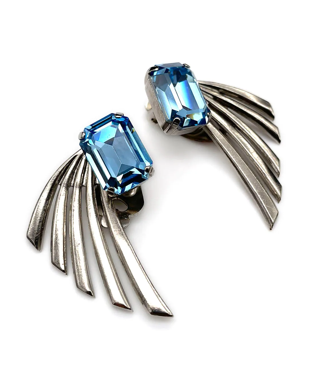 【ドイツ買付】ヴィンテージ SEIBOTH アクアブルー ウィング イヤリング/Vintage SEIBOTH Blue Wing Clip On Earrings