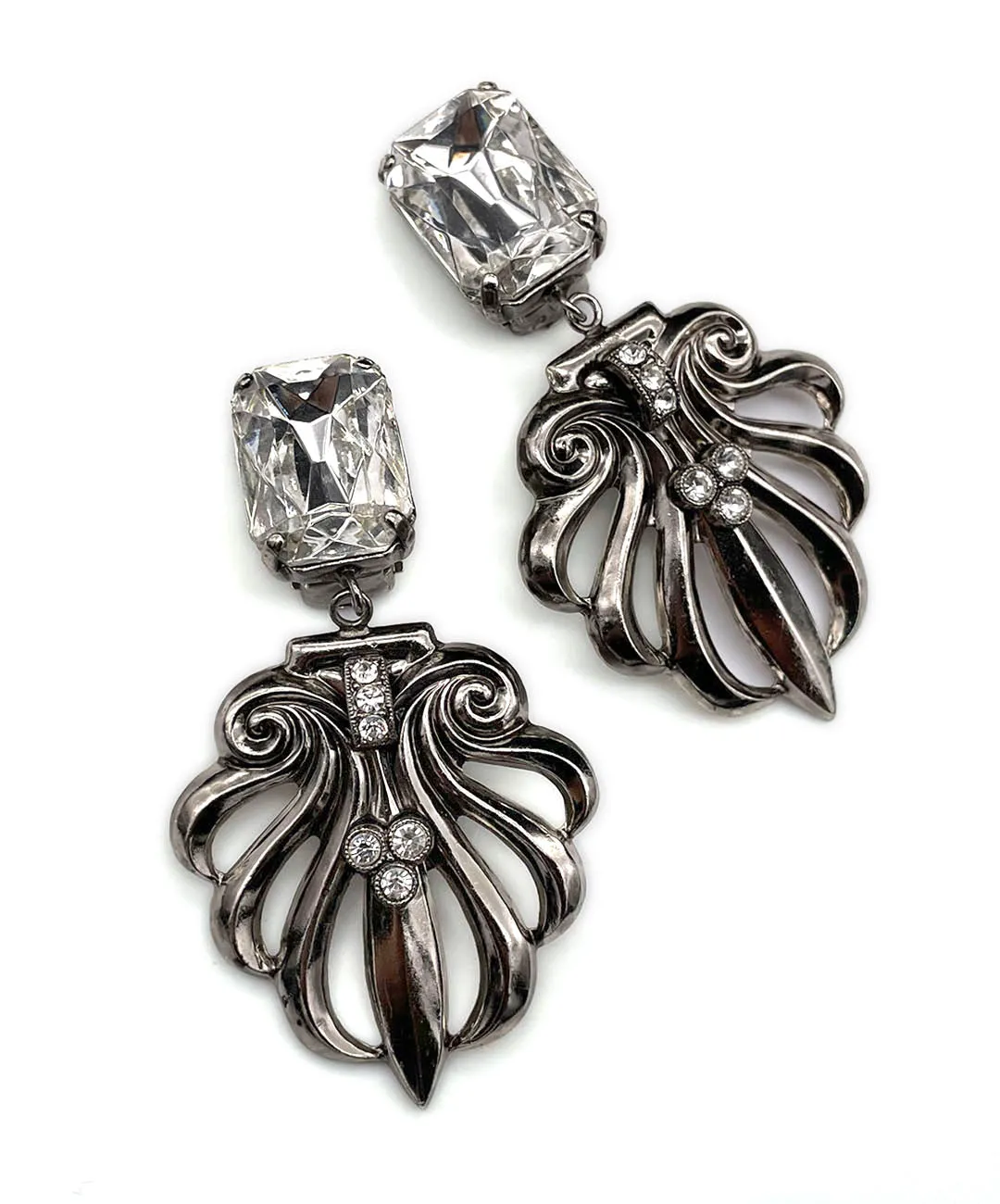 【ドイツ買付】ヴィンテージ SEIBOTH クリア ビジュー イヤリング/Vintage SEIBOTH Clear Bijou Clip On Earrings