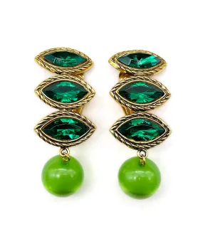 【ドイツ買付】ヴィンテージ SEIBOTH グリーン ビジュー イヤリング/Vintage SEIBOTH Green Bijou Clip On Earrings