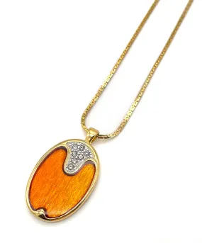 【フランス輸入】ヴィンテージ SPHINX オレンジ エナメル ビジュー ネックレス/Vintage SPHINX Orange Enamel Bijou Necklace