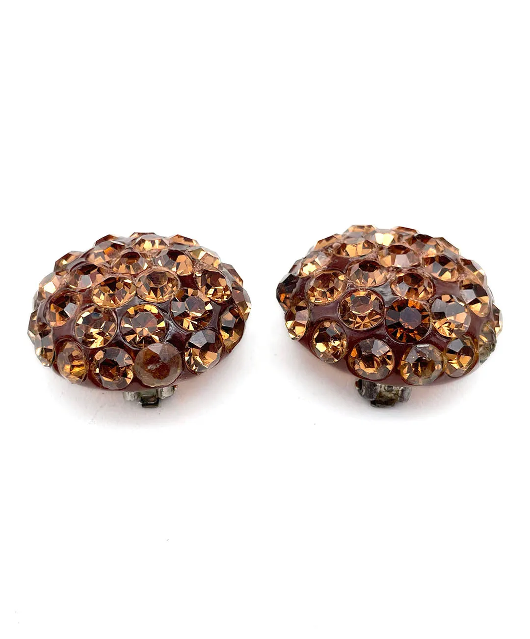 ヴィンテージ シャンパン ブラウン ビジュー イヤリング/VINTAGE Champagne Brown Bijou Clip On Earrings