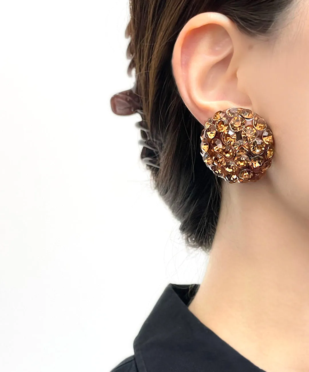 ヴィンテージ シャンパン ブラウン ビジュー イヤリング/VINTAGE Champagne Brown Bijou Clip On Earrings